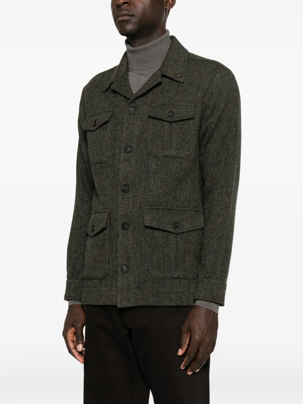 Gran Sasso Wollen jack met visgraatpatroon Groen