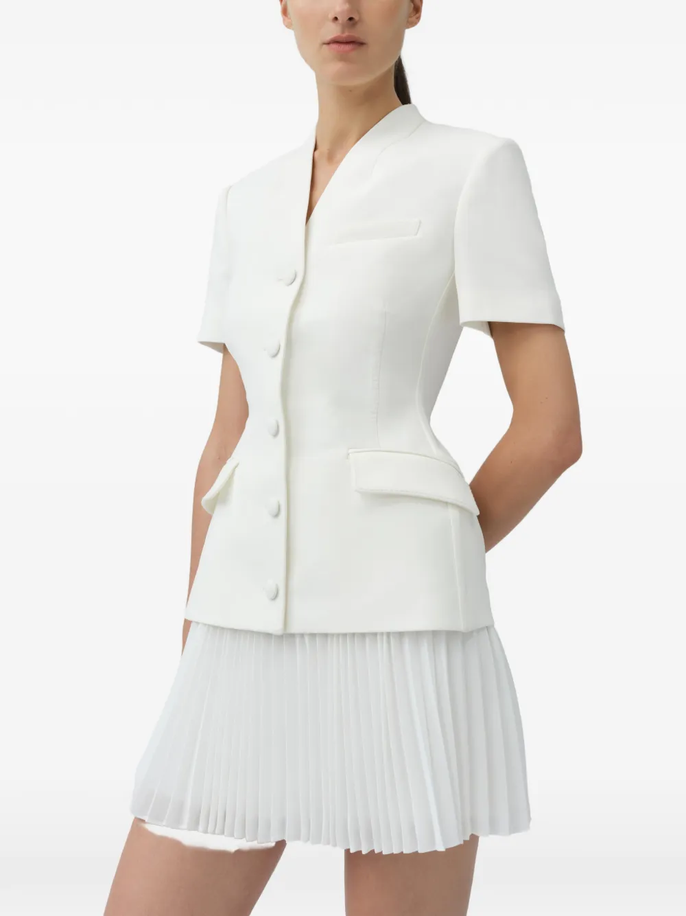 SIMKHAI Leah blazer met geplooide rok en mini-jurk Wit