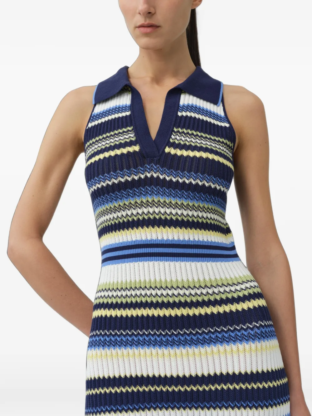 SIMKHAI Kerrin chevron gebreide midi-jurk Blauw