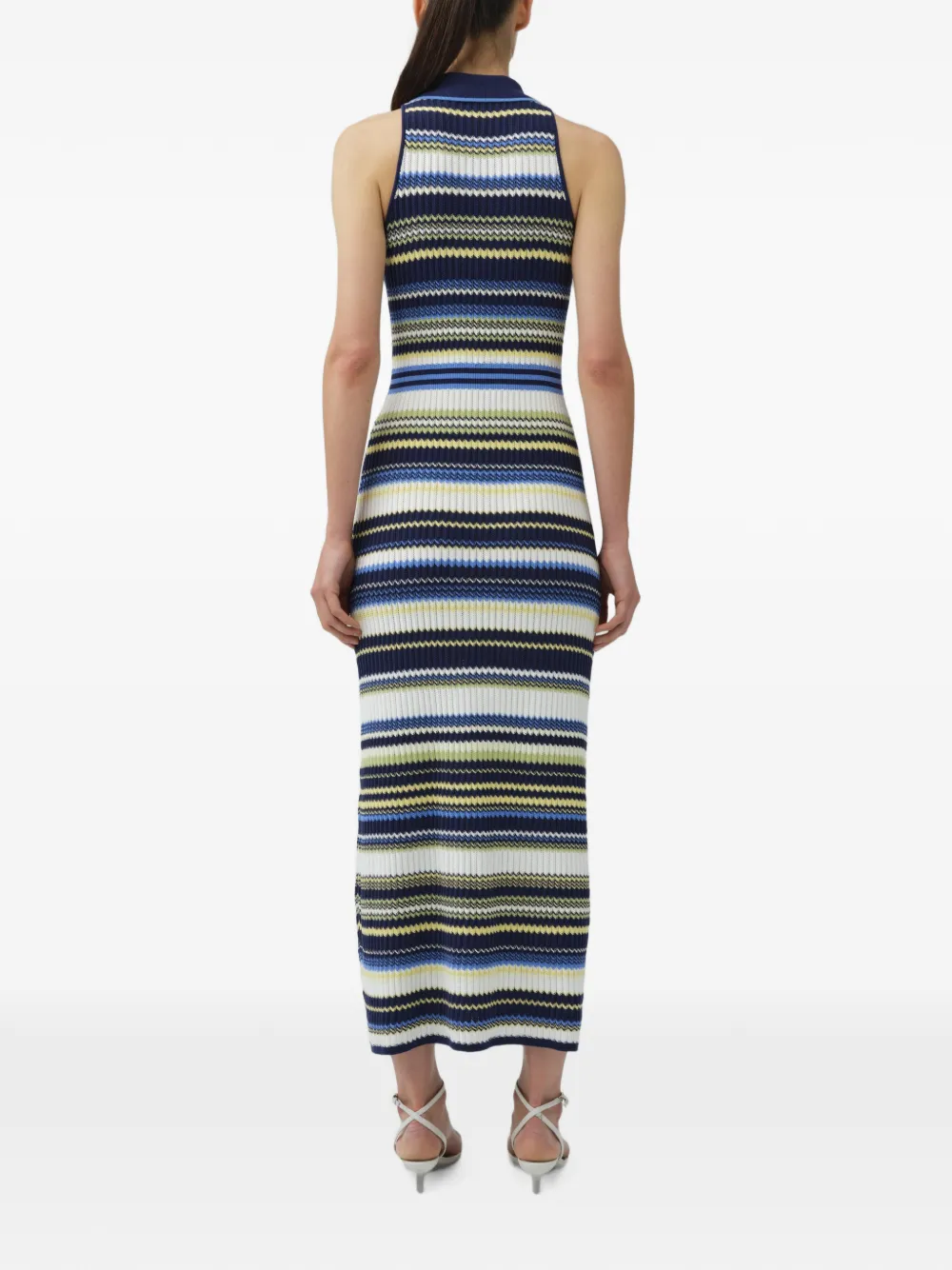 SIMKHAI Kerrin chevron gebreide midi-jurk Blauw