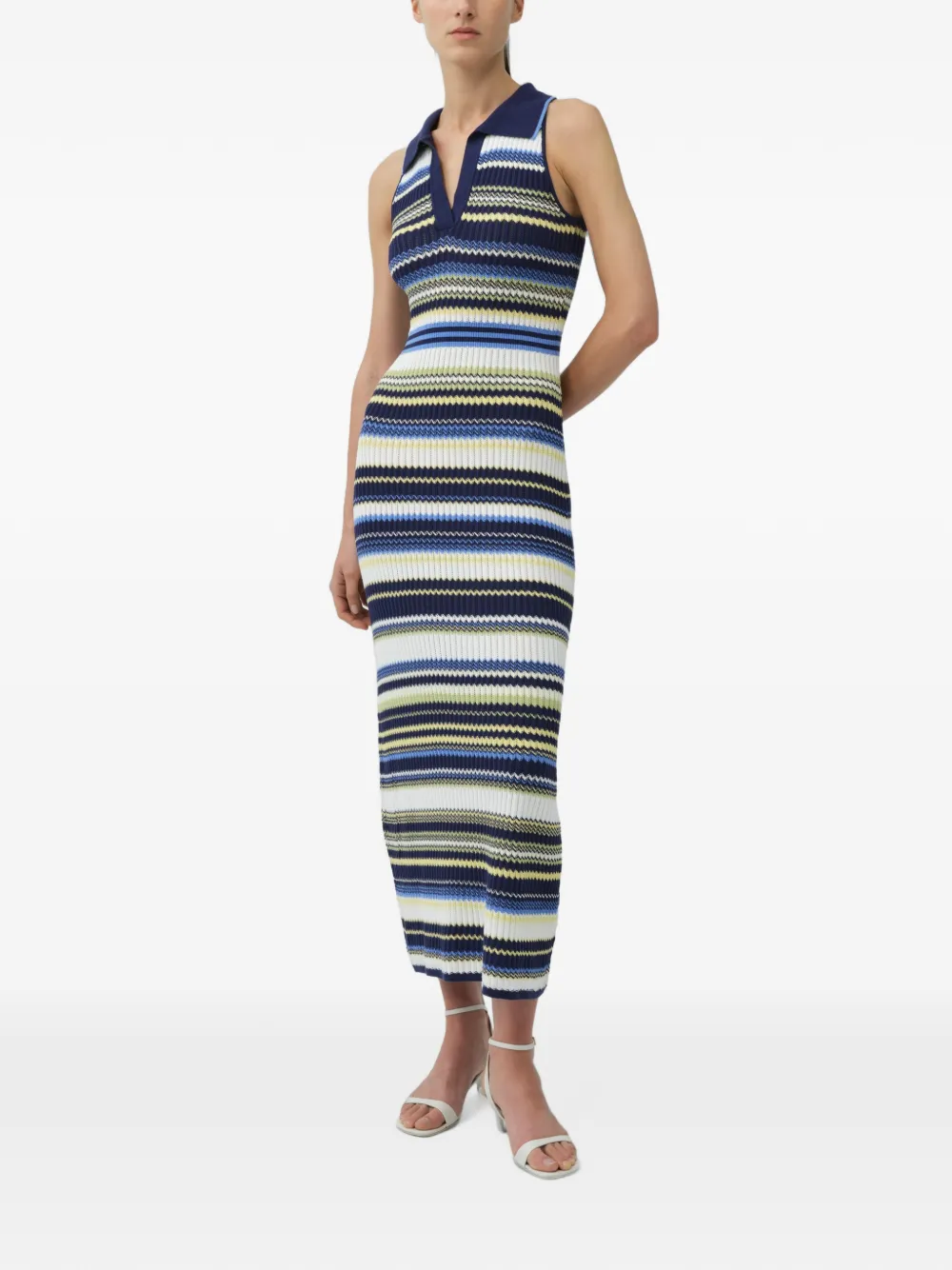 SIMKHAI Kerrin chevron gebreide midi-jurk Blauw