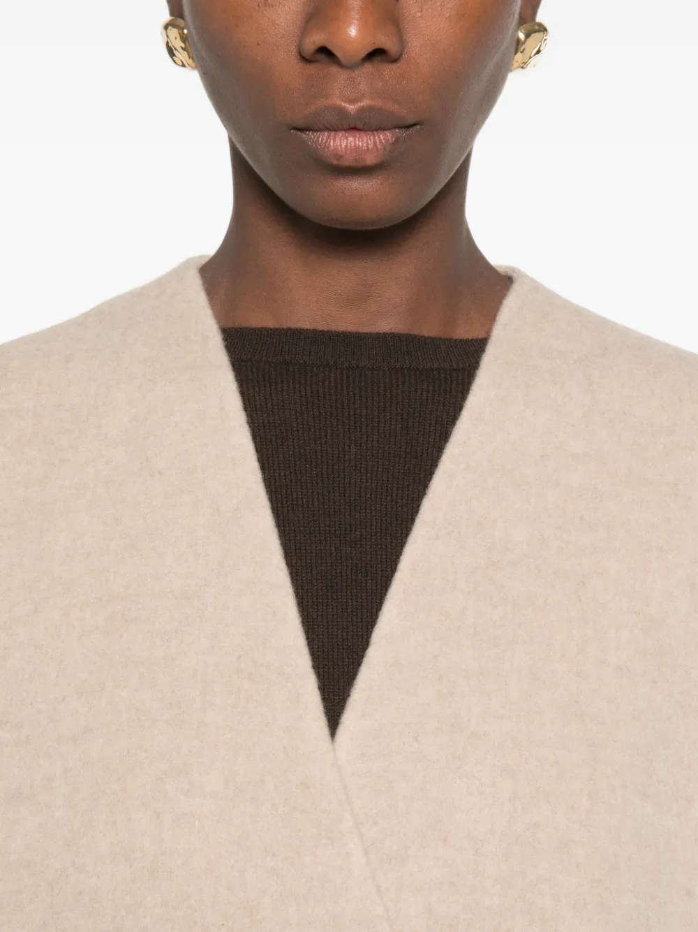 RUOHAN Jas met V-hals en coconmouwen Beige