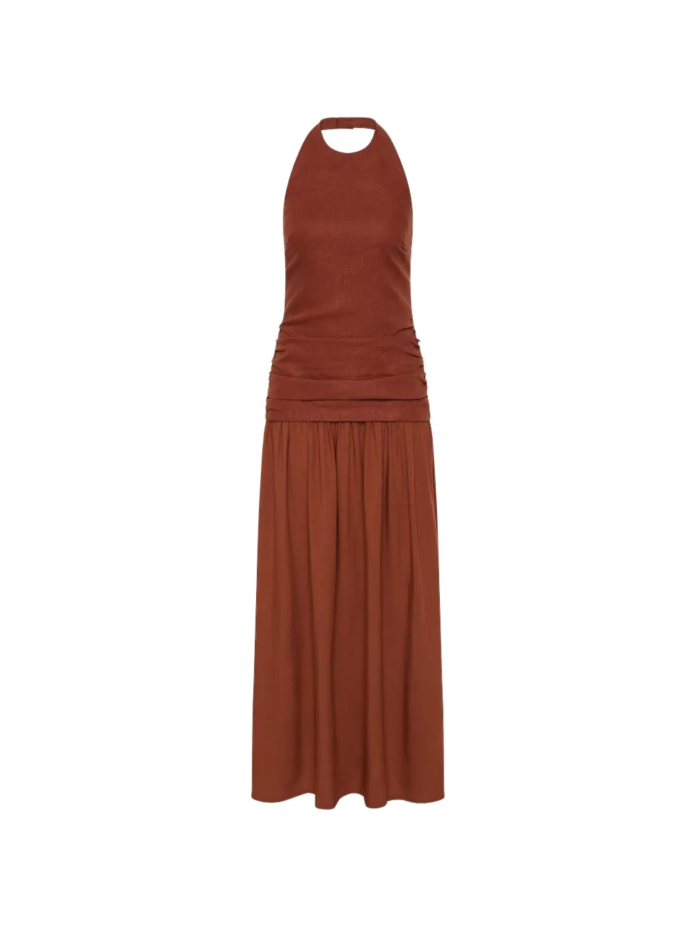 Faithfull Tali Ruched Maxi Dress In Brown