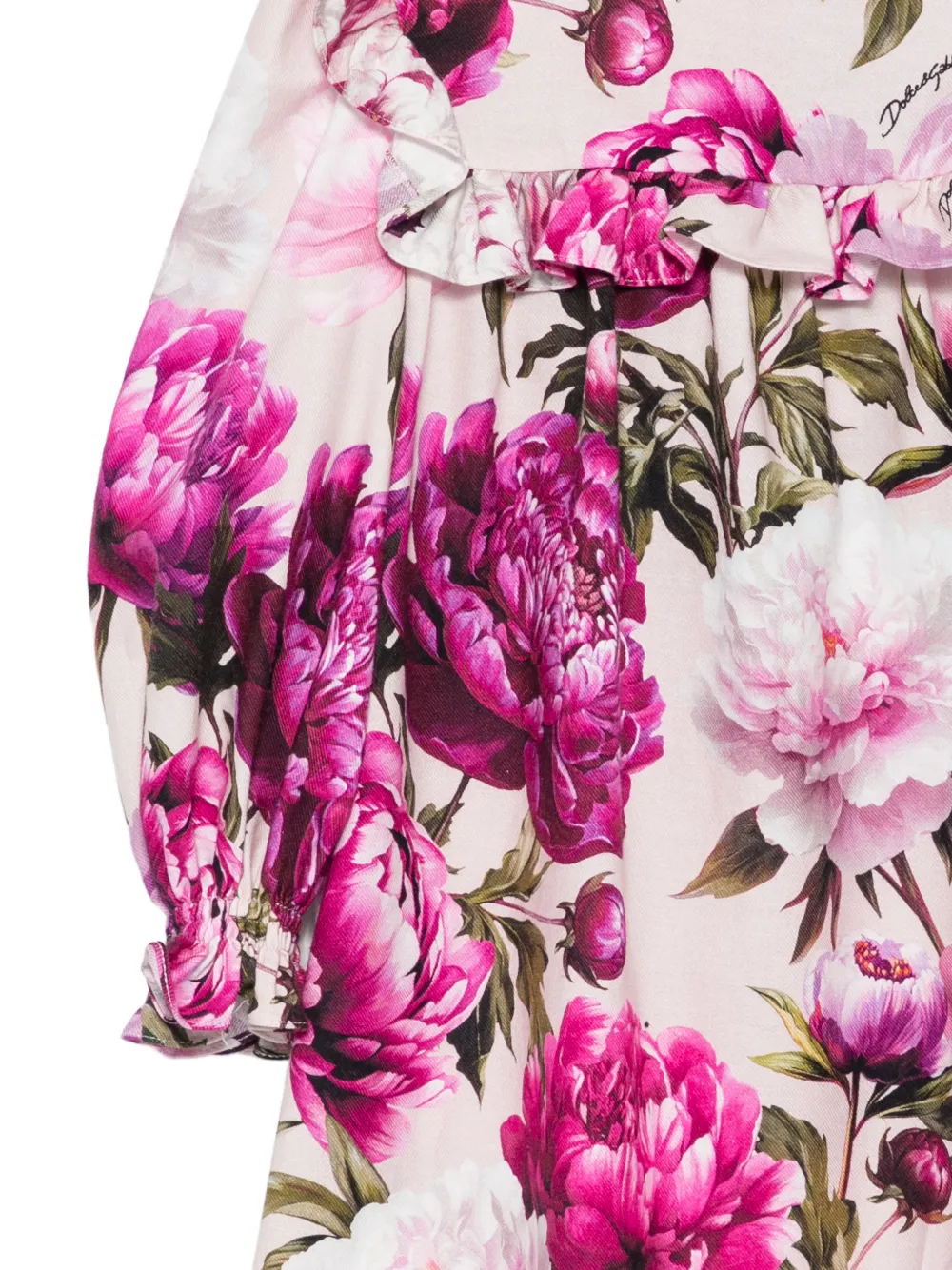 Dolce & Gabbana Kids Jurk met bloemenprint en ruches Roze