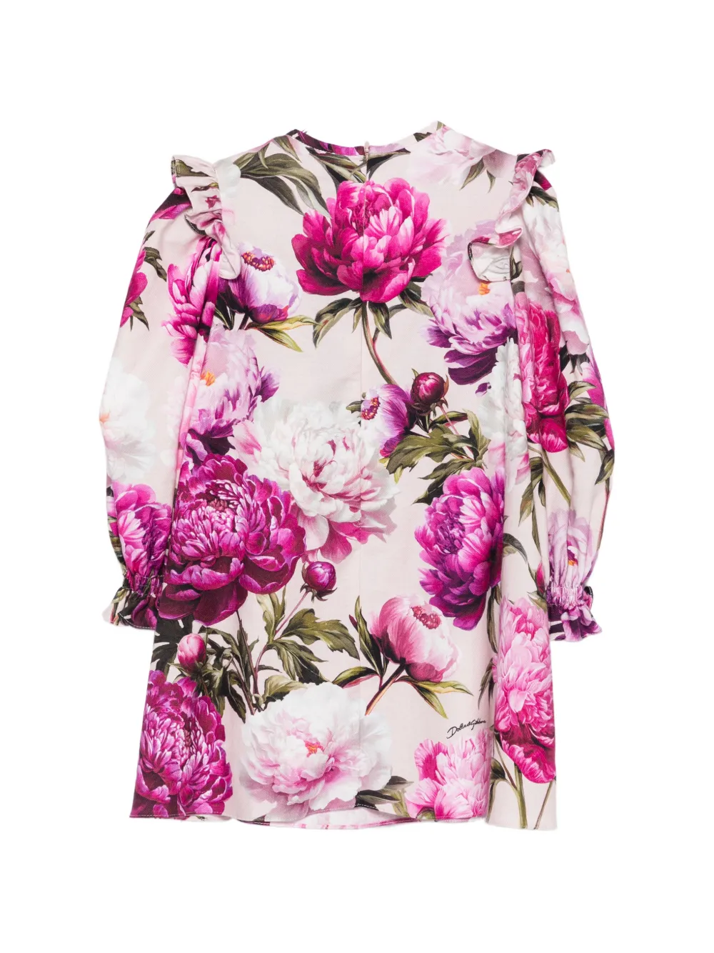 Dolce & Gabbana Kids Jurk met bloemenprint en ruches Roze