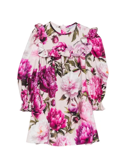 Dolce & Gabbana Kids Gerüschtes Kleid mit Blumenprint