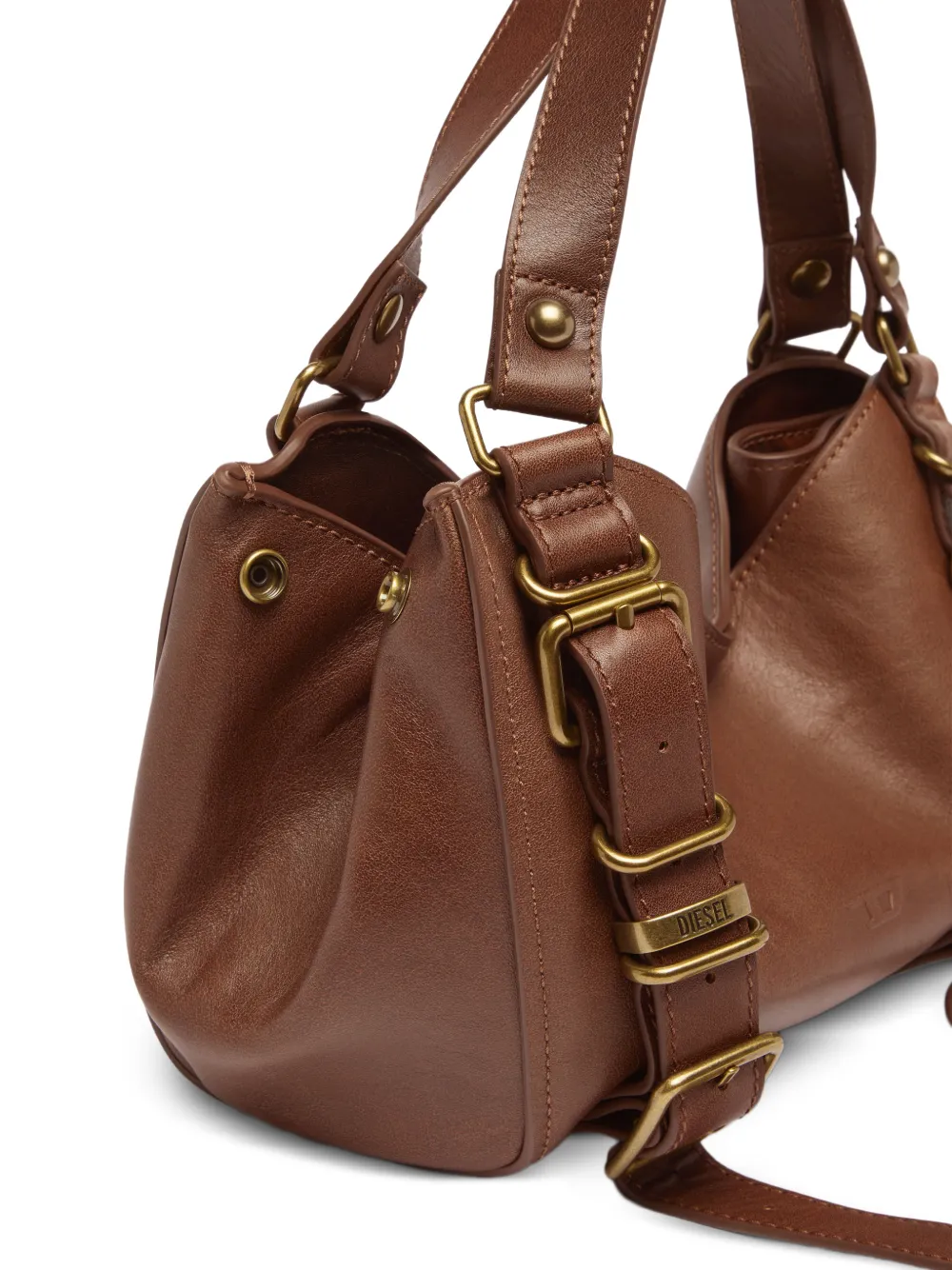 Diesel D-One kleine tas van behandeld leer met handvat Bruin