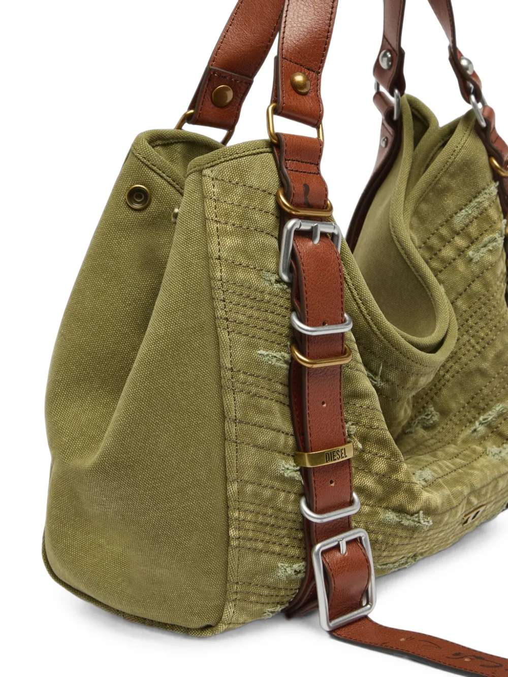 Diesel D-One-Medium gerafelde canvas tas met handvat Groen