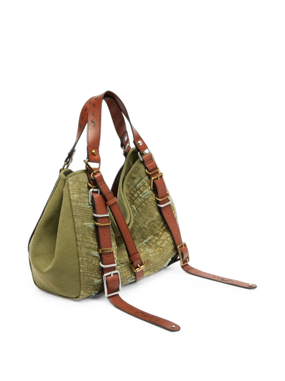 Diesel D-One-Medium gerafelde canvas tas met handvat Groen