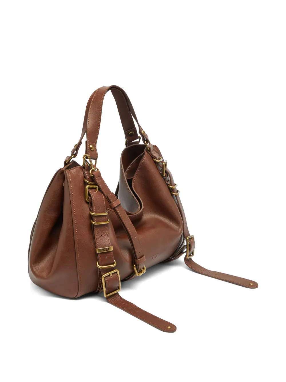 Diesel D-One-Medium tas van behandeld leer met handvat Bruin