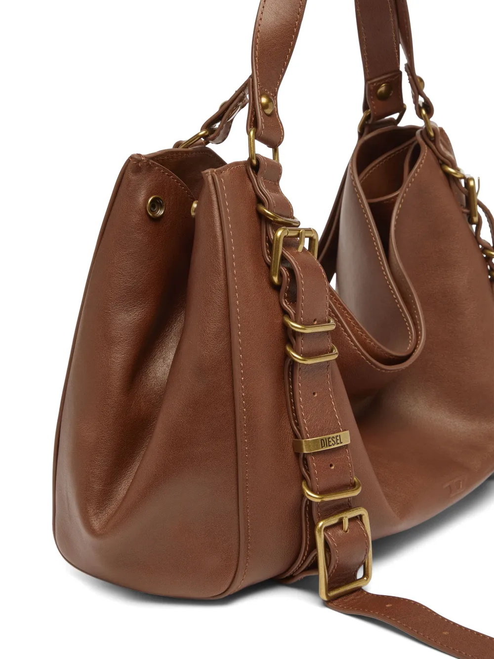 Diesel D-One-Medium tas van behandeld leer met handvat Bruin