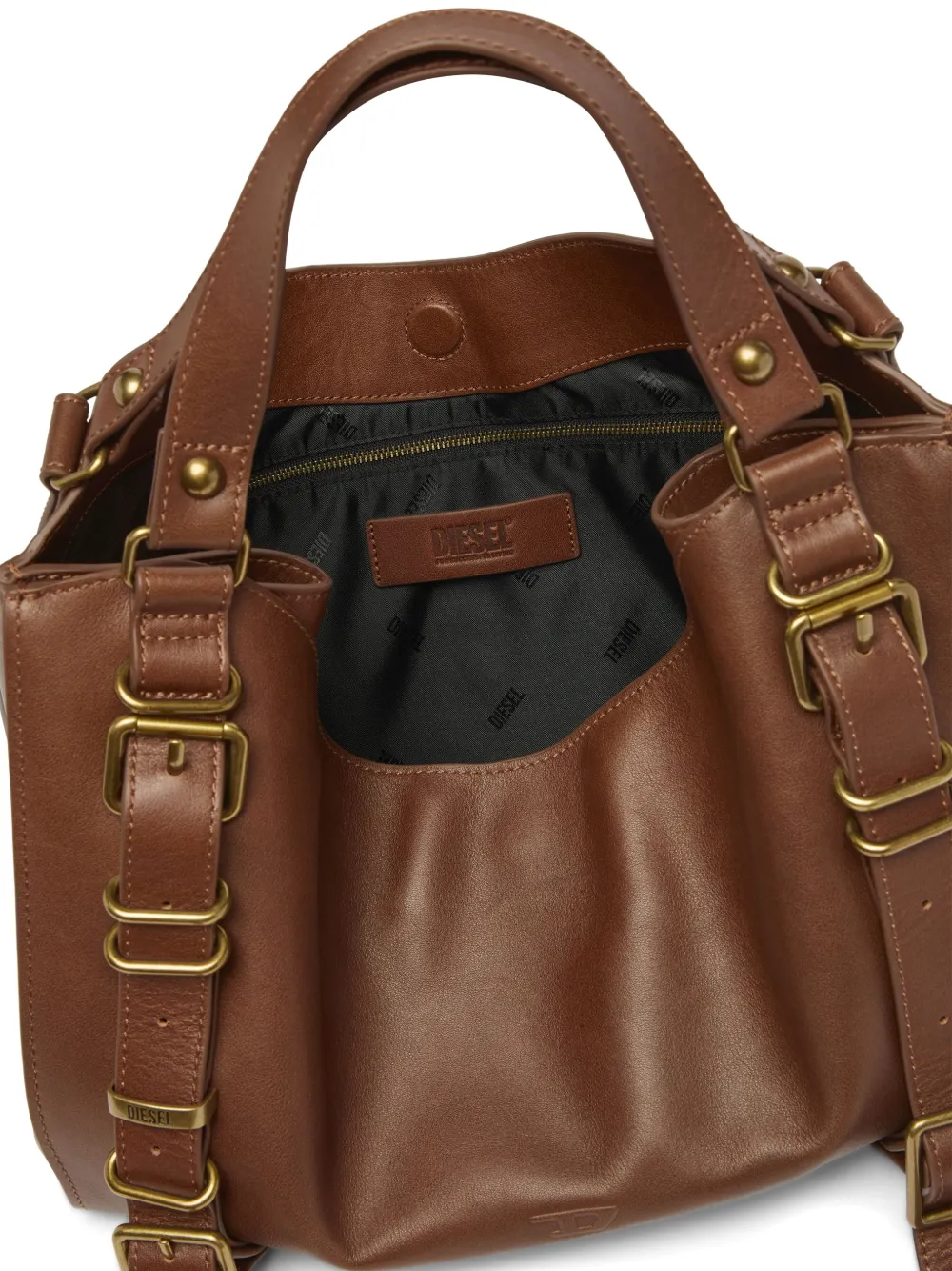 Diesel D-One-Medium tas van behandeld leer met handvat Bruin