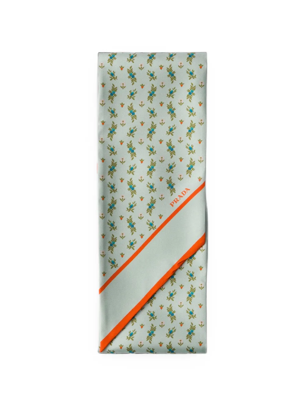 Prada printed silk twill skinny scarf - Verde