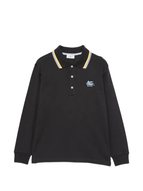 ETRO KIDS Pegasus-embroidered long-sleeved polo shirt