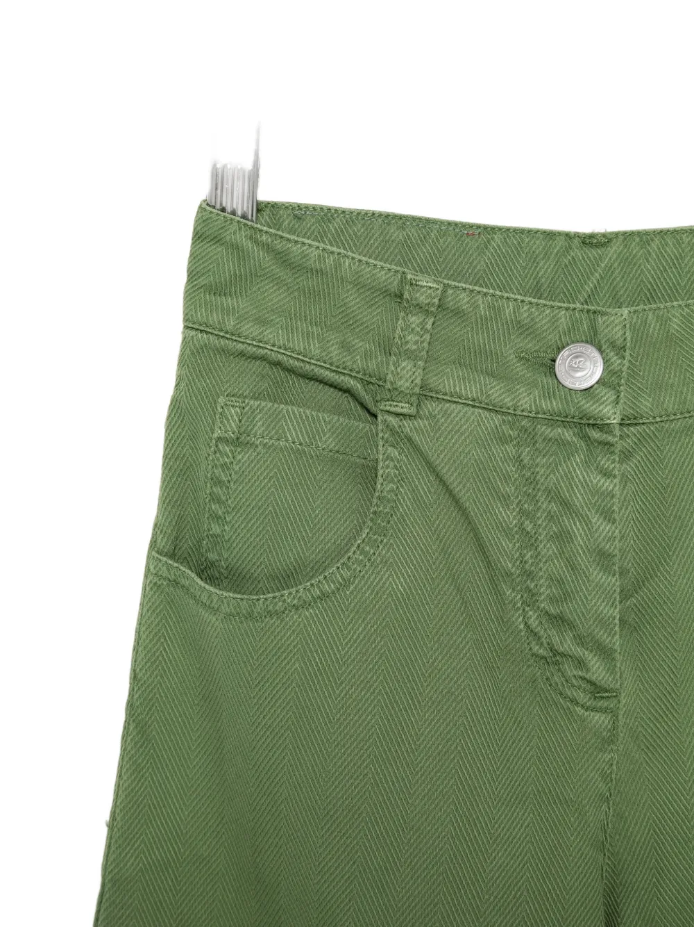 ETRO KIDS Broek met visgraatpatroon en wijde pijpen Groen