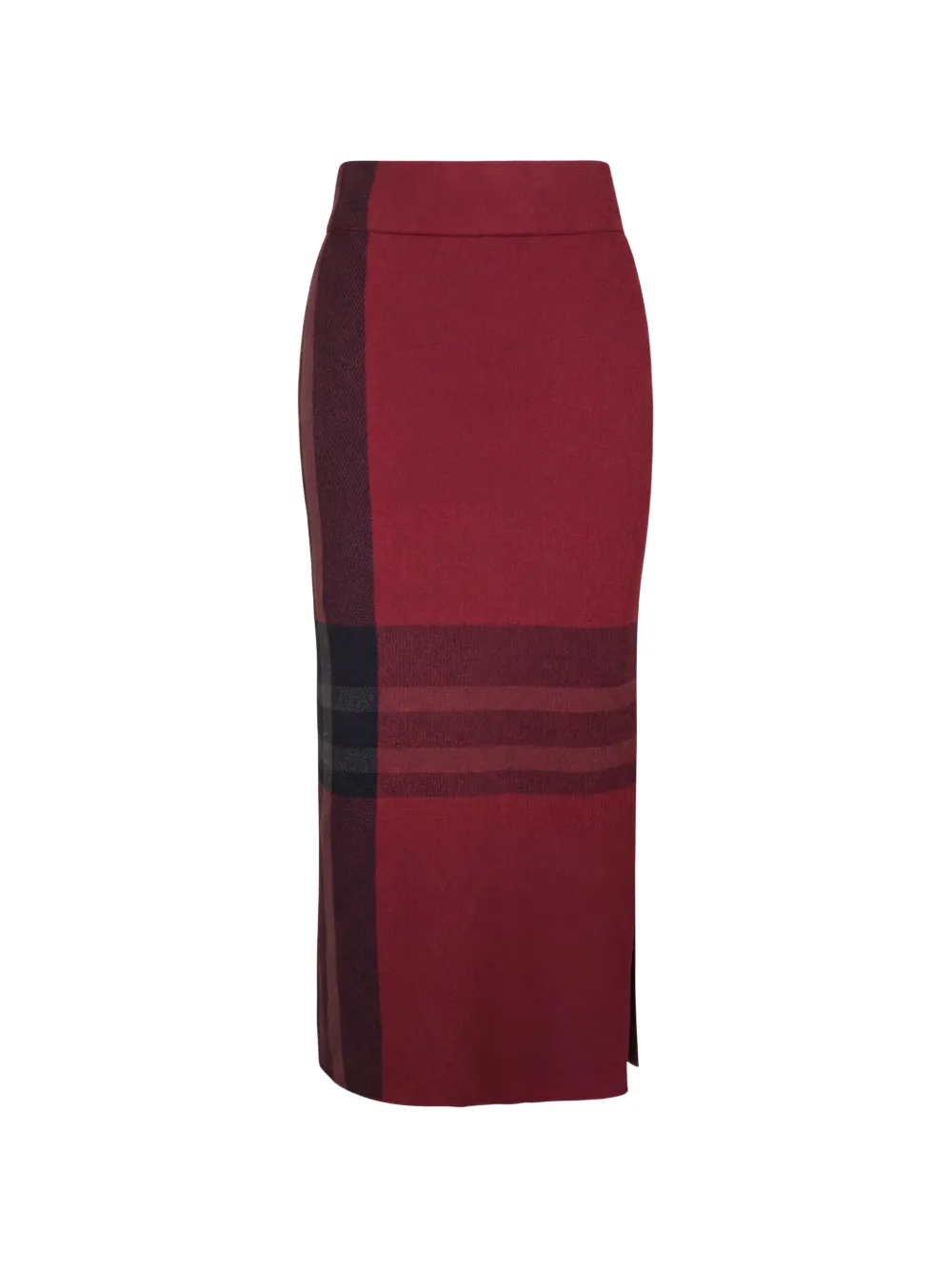 Akris Punto check-pattern side-slit midi skirt - Rosso