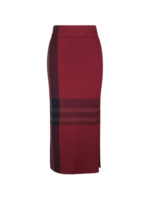 Akris Punto check-pattern side-slit midi skirt