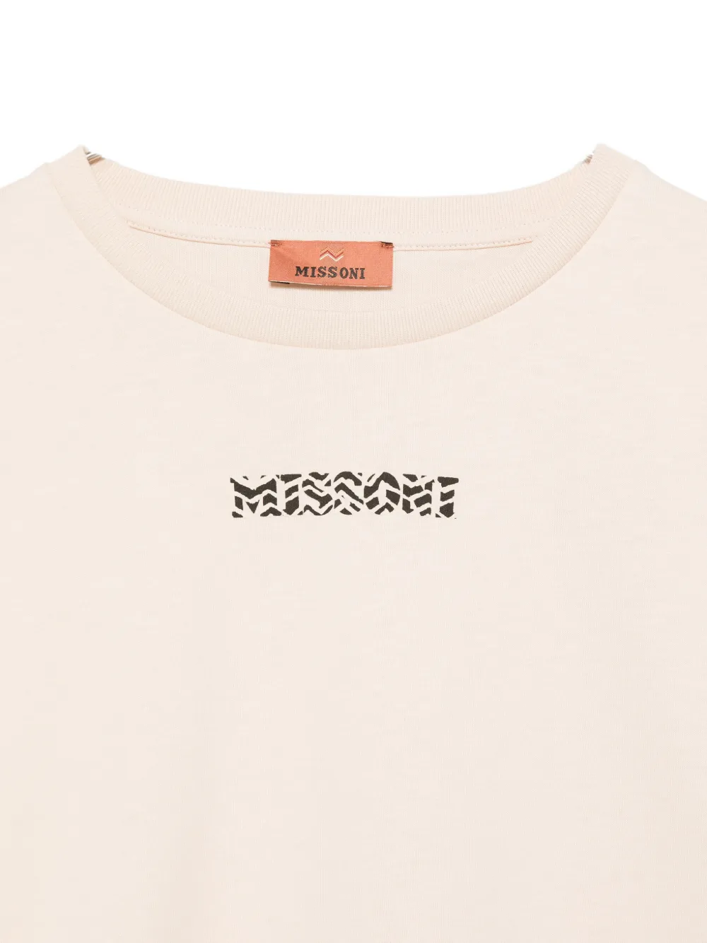Missoni Kids Katoenen T-shirt met logoprint Beige