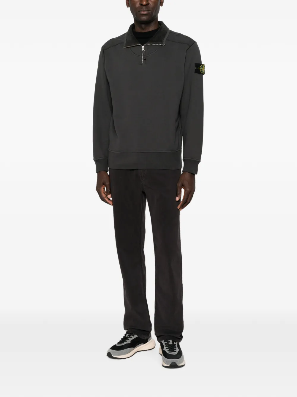 Stone Island Sweater met halve rits Grijs