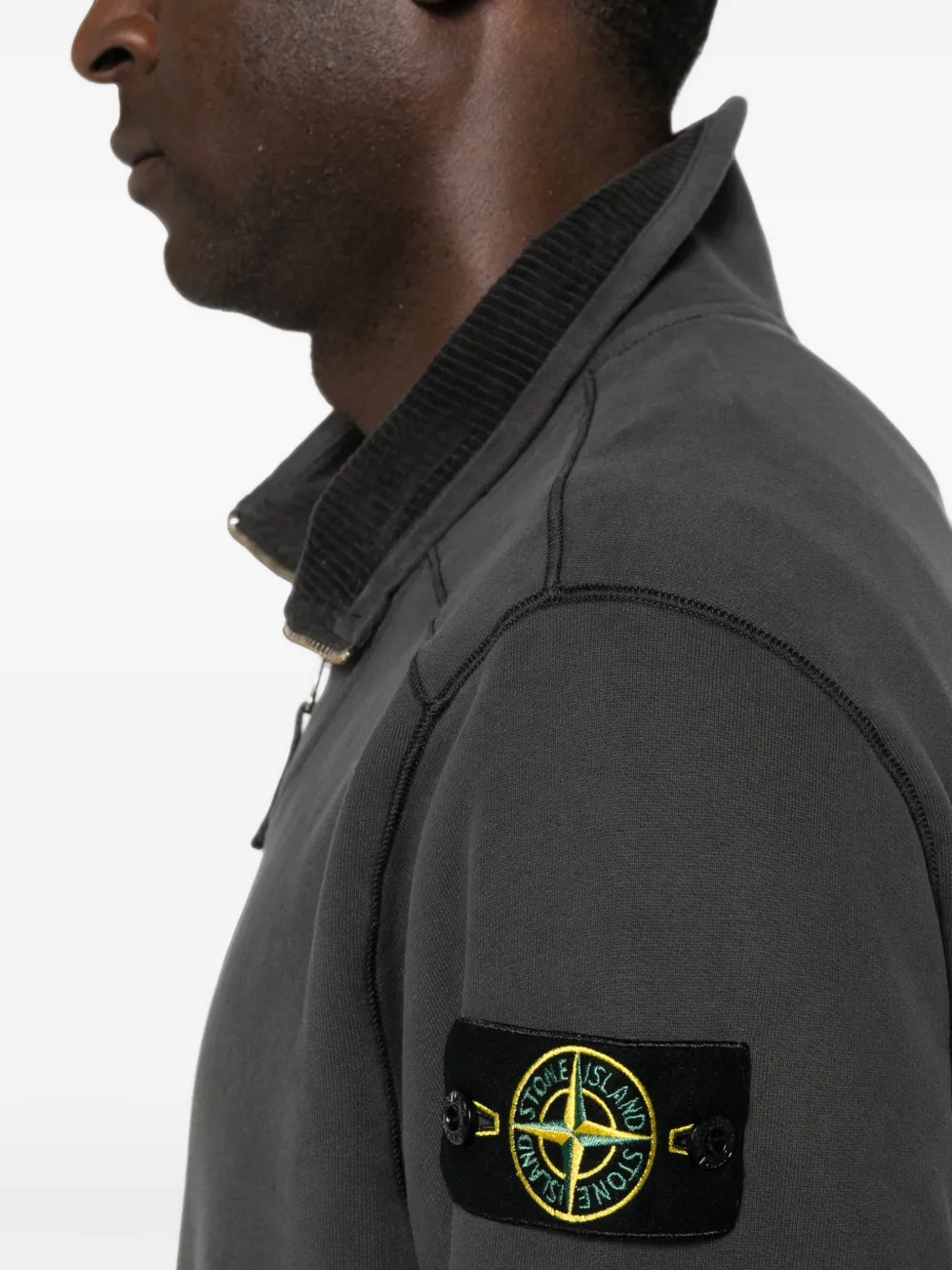 Stone Island Sweater met halve rits Grijs