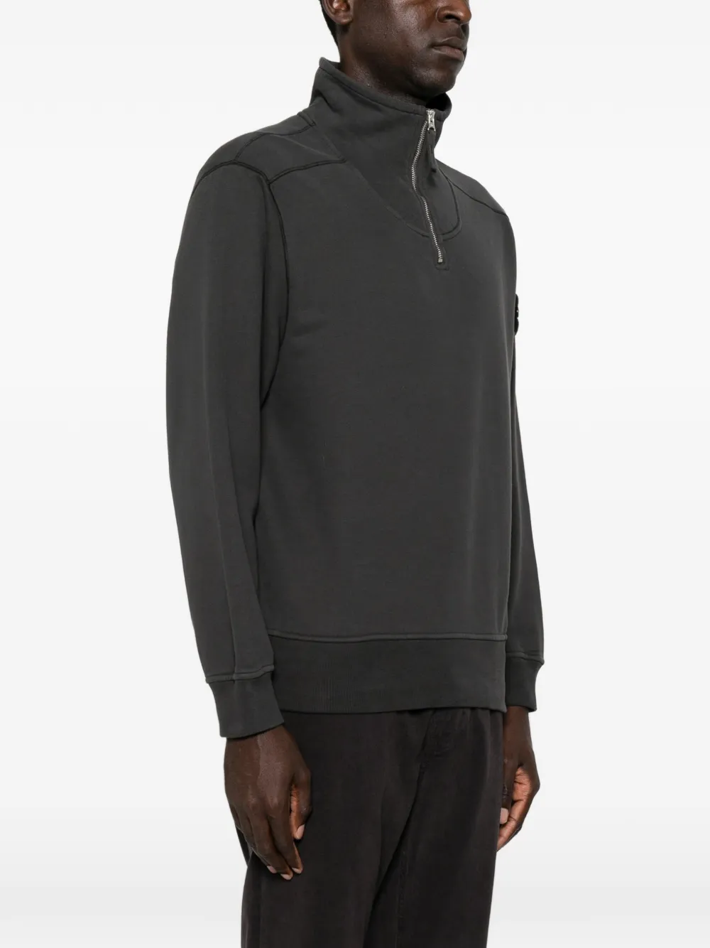 Stone Island Sweater met halve rits Grijs