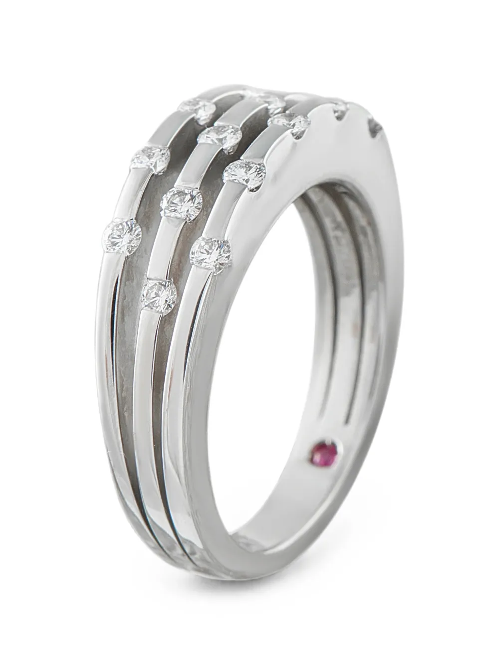Roberto Coin Pre-Owned diamond and ruby three-row ring - Silber