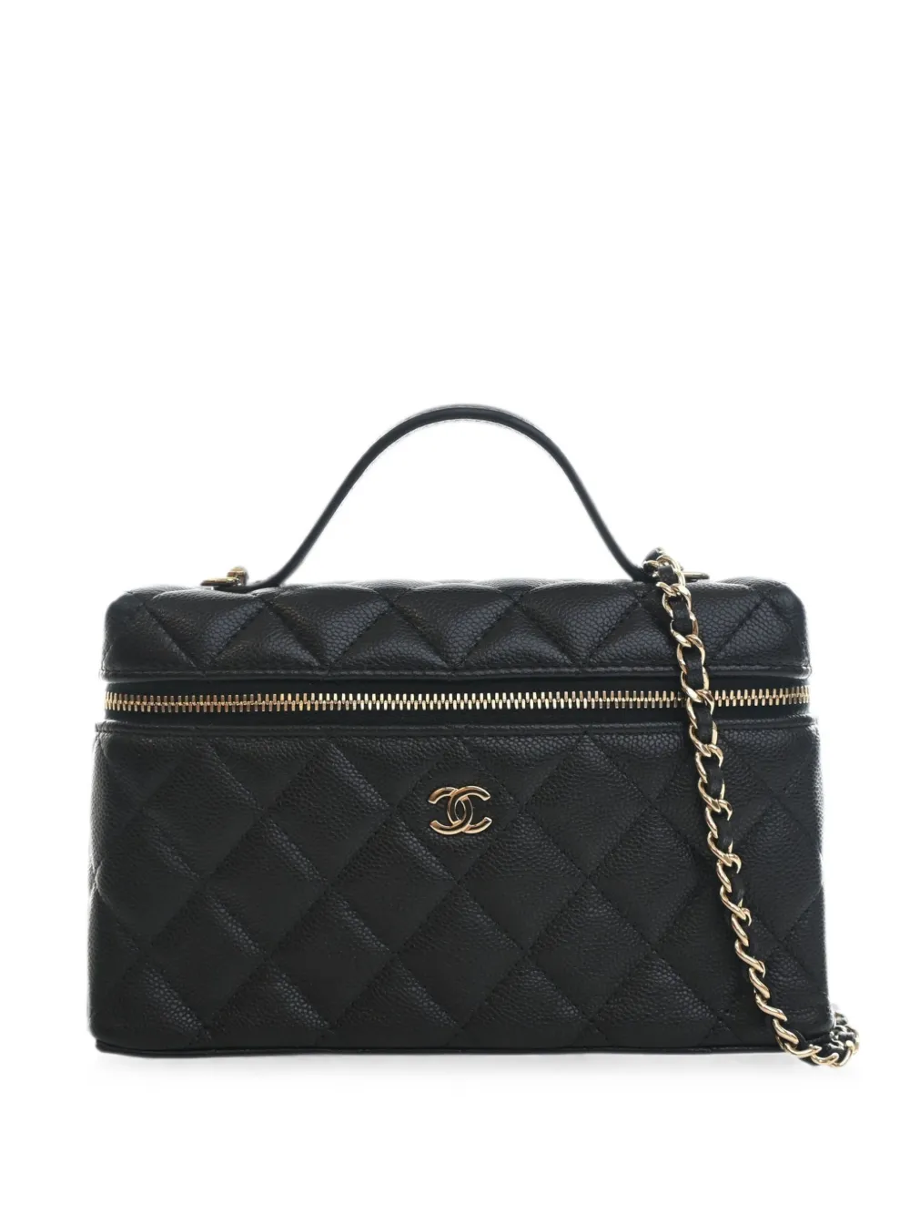 CHANEL Pre-Owned 2021-2026 Mini CC Quilted Caviar Slim Vanity Case with Chain satchel - Schwarz