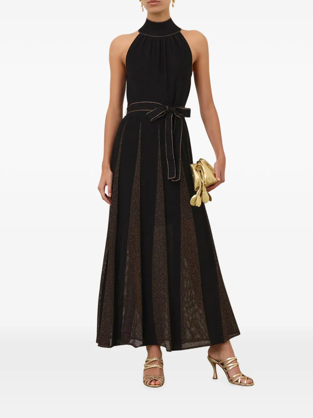 ZIMMERMANN Valiant metallic maxi-jurk met halternek Zwart