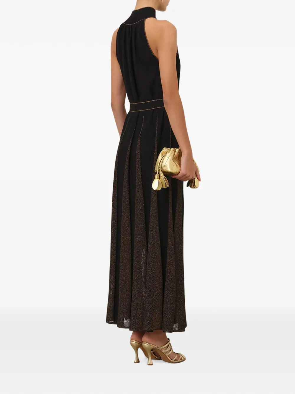 ZIMMERMANN Valiant metallic maxi-jurk met halternek Zwart