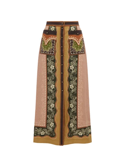 ALEMAIS Darcey floral-print A-line midi skirt