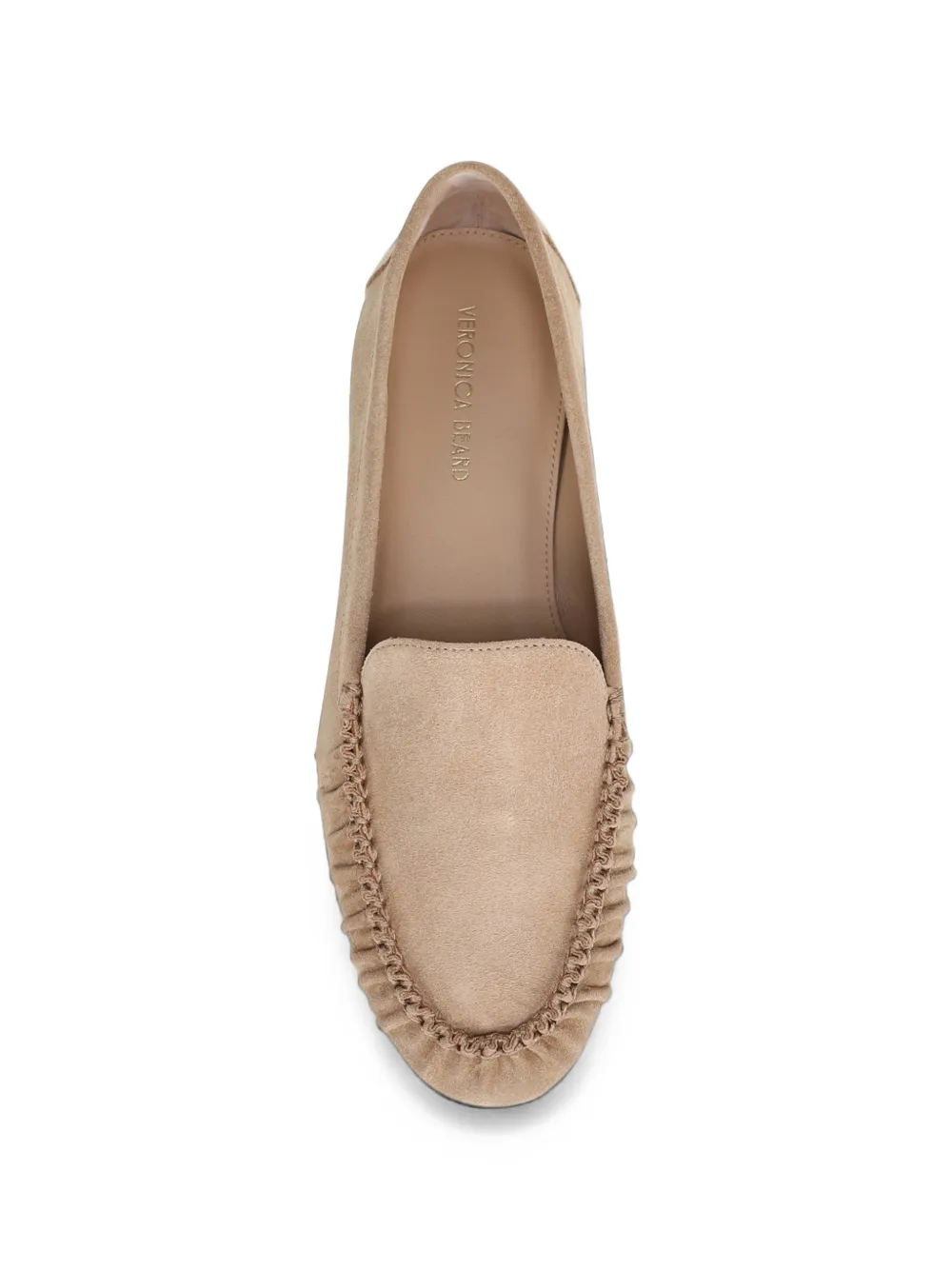 Veronica Beard Prilla ruched suede loafers Beige