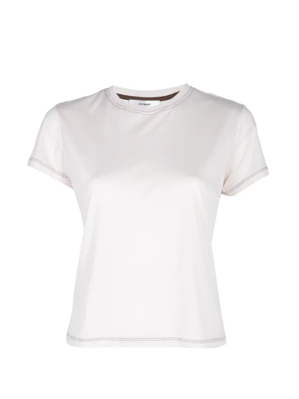 Frame Contrast-stitch T-shirt in Neutrals
