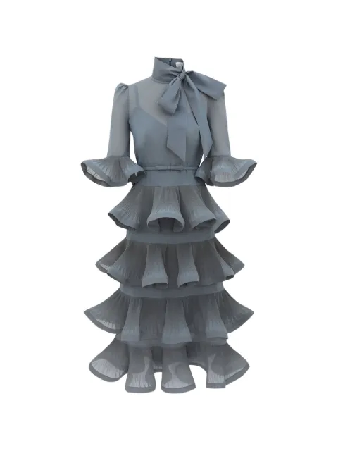 ZIMMERMANN pleated ruffled midi dress