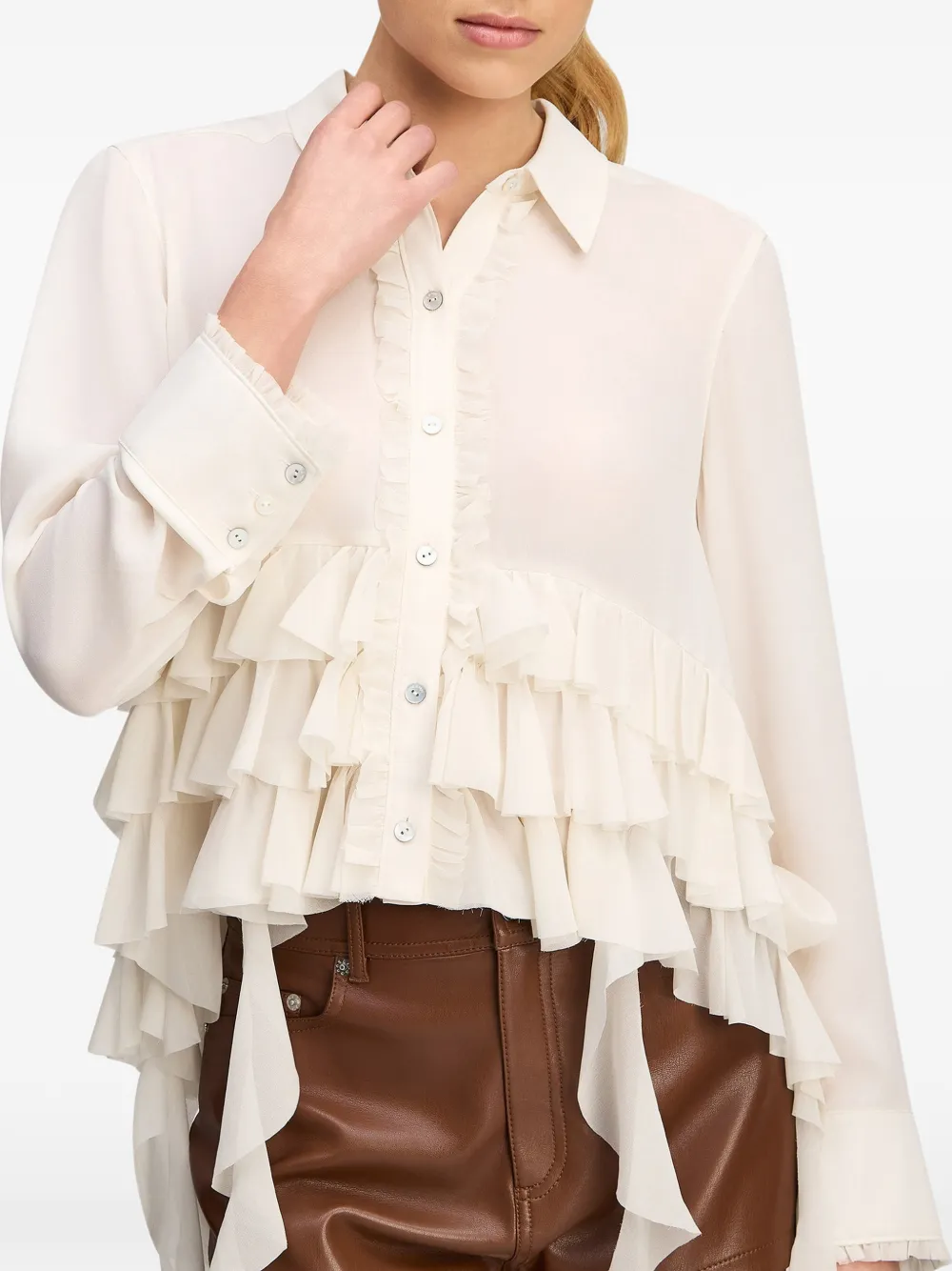 Cinq A Sept Nori ruffled shirt Wit