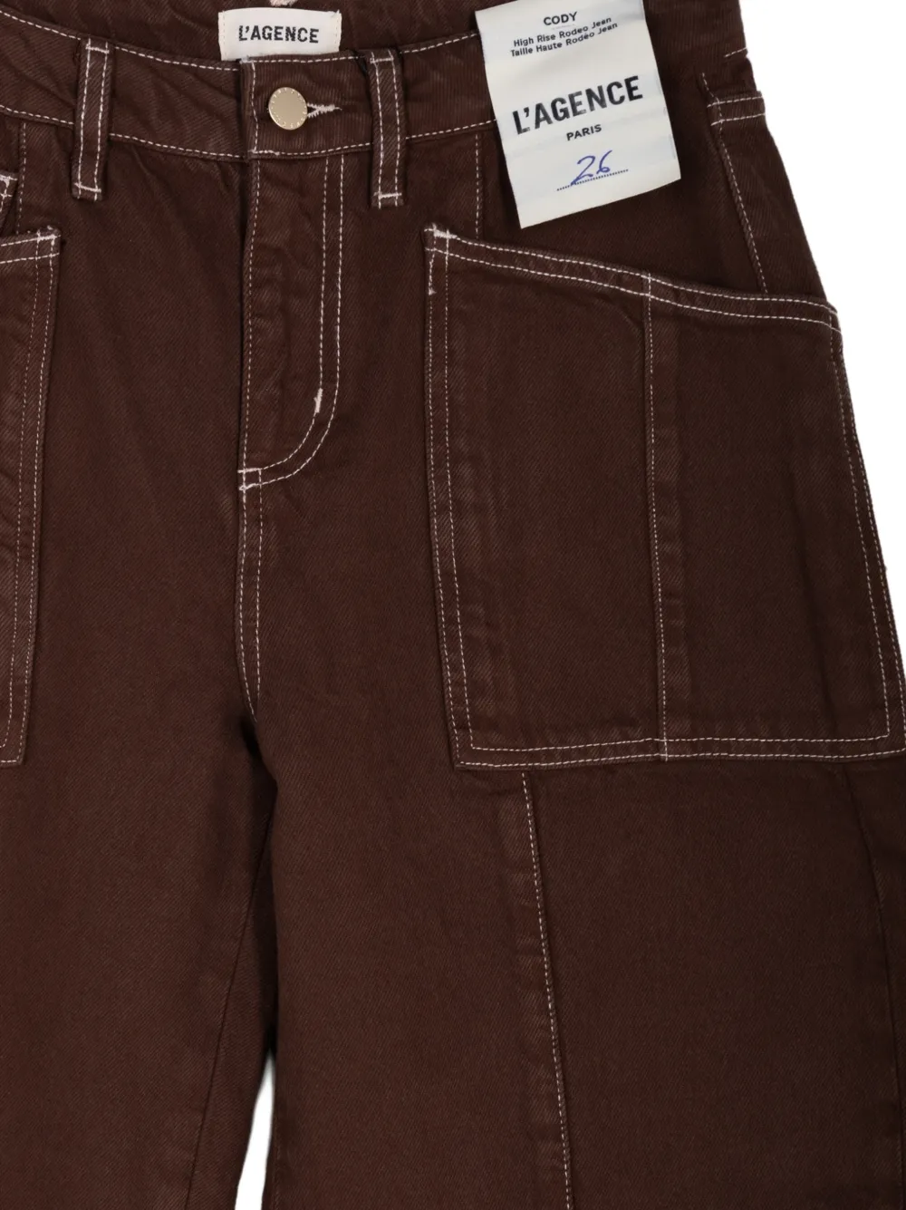 L'Agence Cody jeans met contrasterende stiksels Bruin