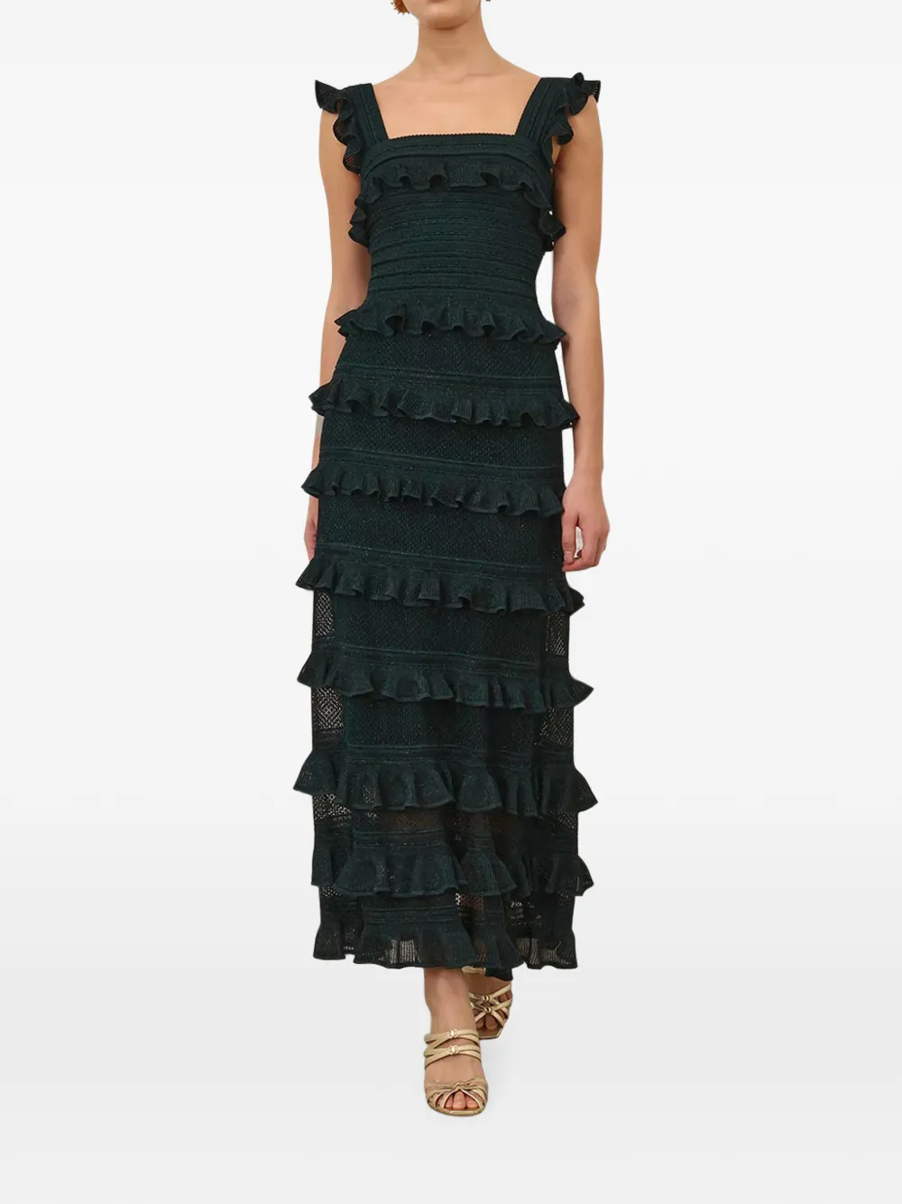 Zimmermann Valiant Ruffled Midi Skirt In Grün