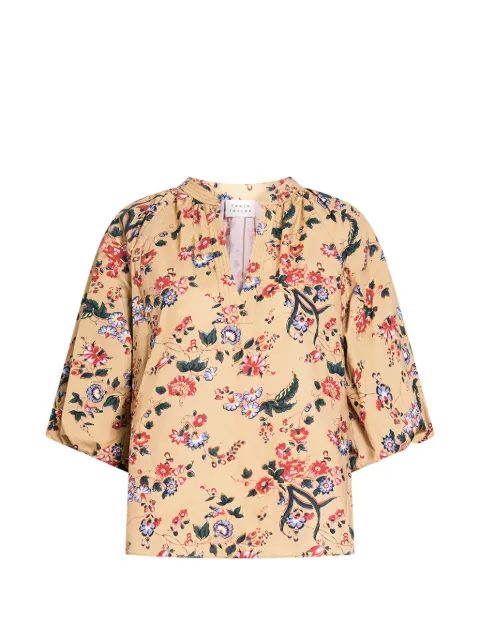 Tanya Taylor Marine floral-print puff-sleeve top