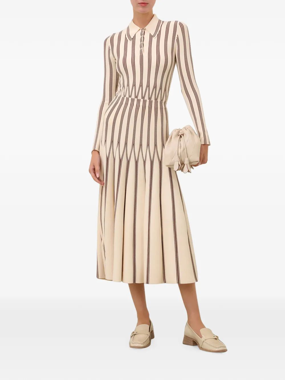 ZIMMERMANN Valiant striped midi skirt Beige