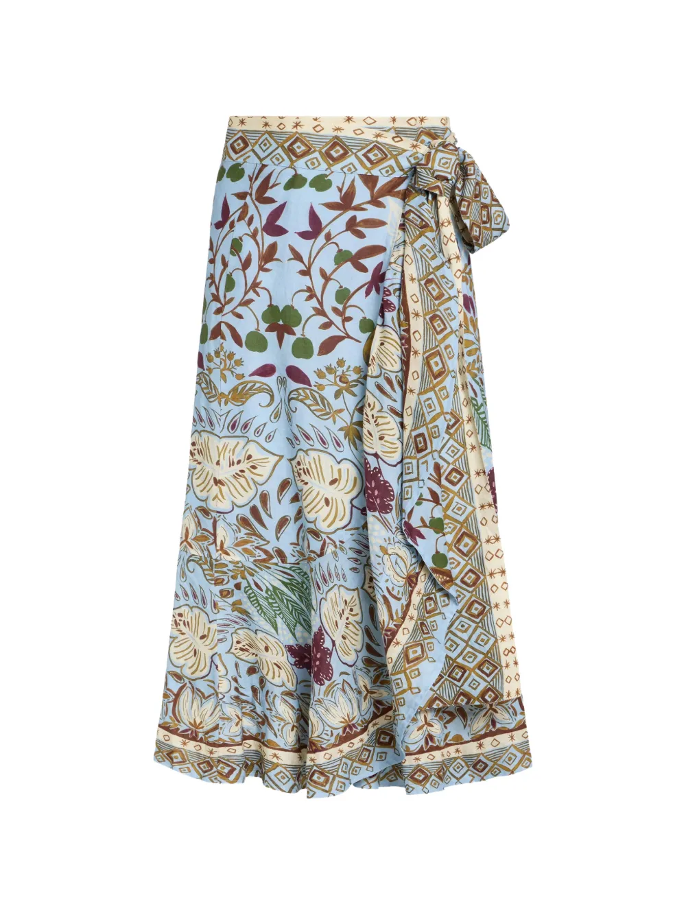 Marie Oliver Teresa floral-print wrap midi skirt - Blu