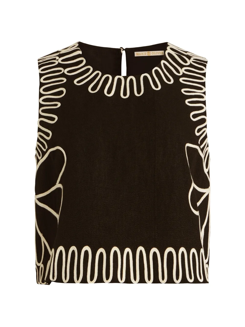 Marie Oliver Davis embroidered sleeveless top - Nero