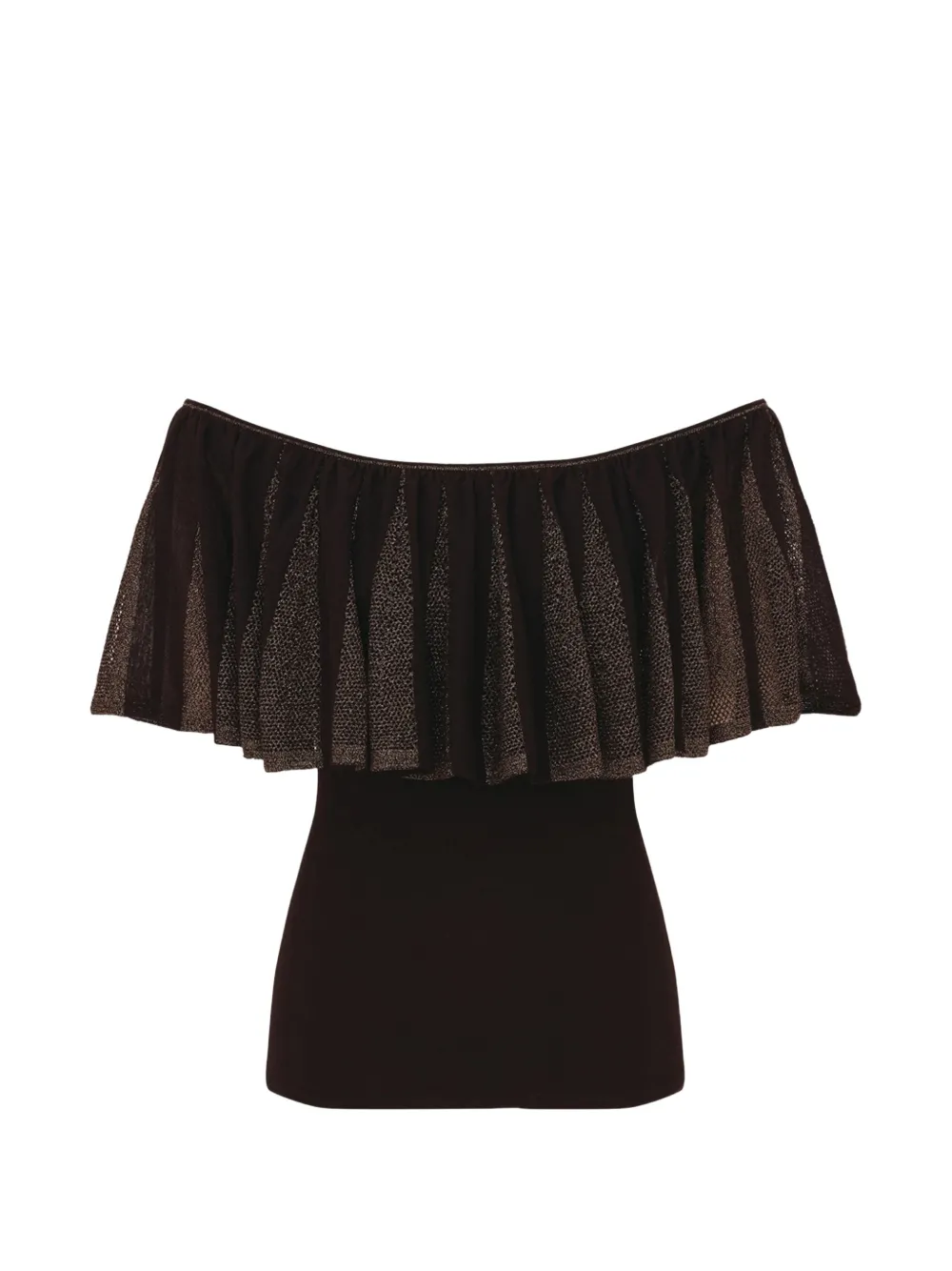 ZIMMERMANN Valiant metallic gebreide top met ruches Zwart