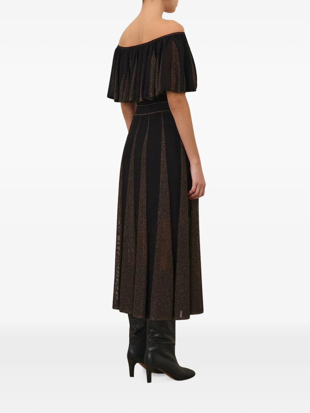 ZIMMERMANN Valiant metallic gebreide top met ruches Zwart