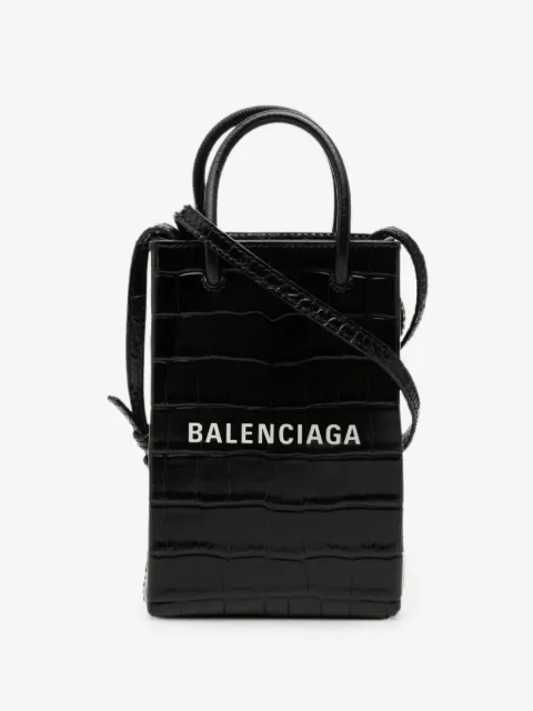 Balenciaga Pre-Owned bolso satchel para móvil mini de piel con efecto de piel de cocodrilo en relieve 2020
