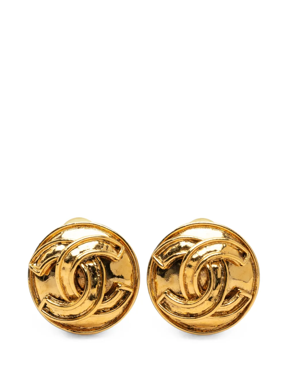 CHANEL Pre-Owned 1994 vergoldete runde CC Ohrclips