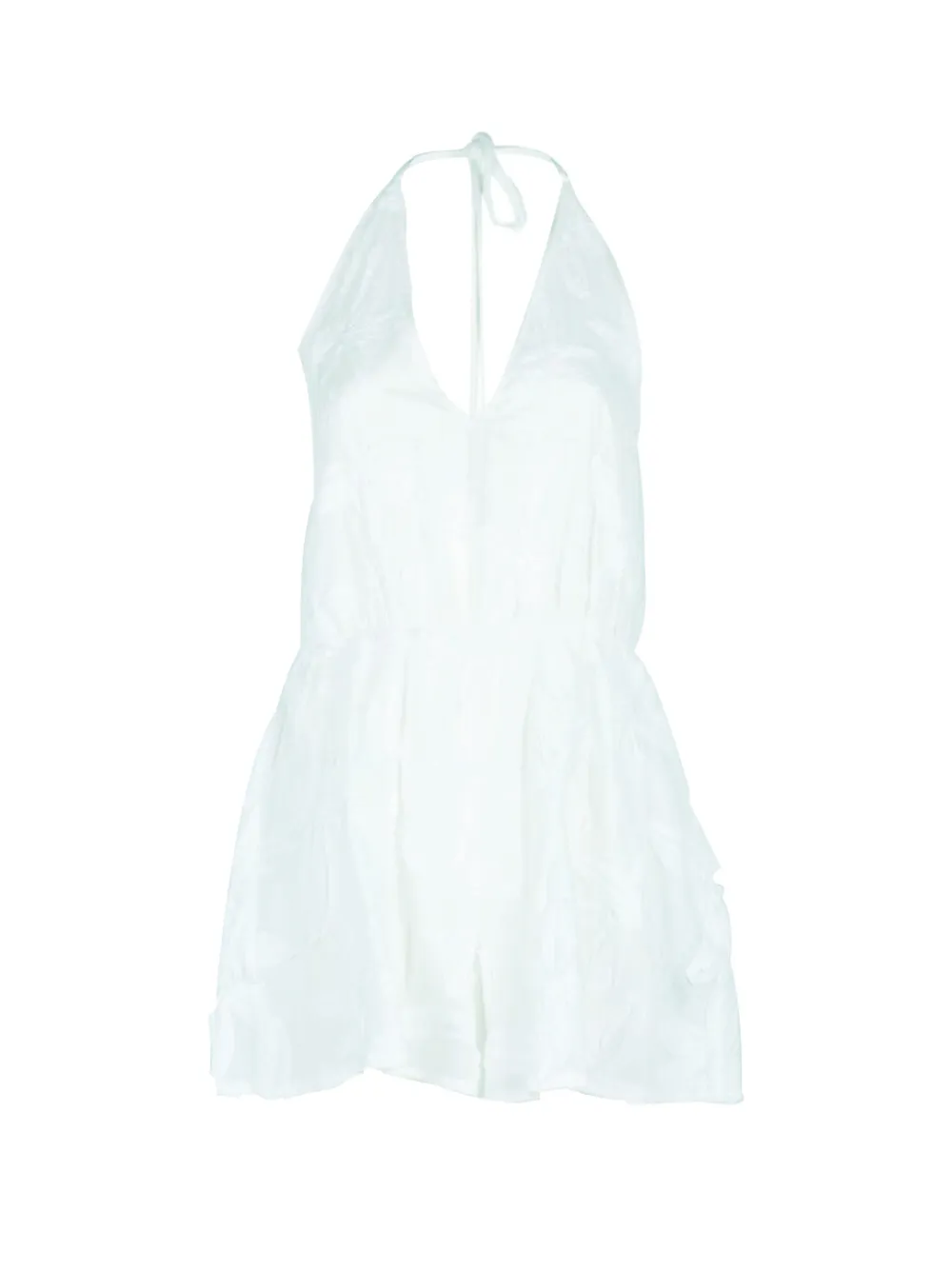 Farm Rio Tie-neck Cotton Romper In White