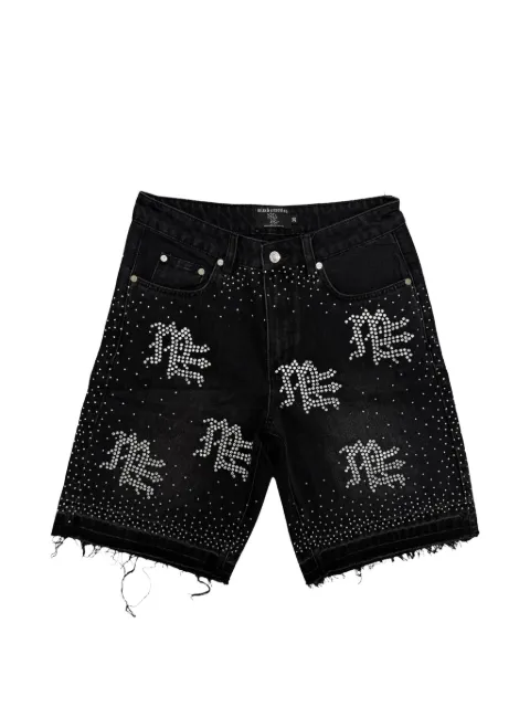 Mixed Emotion short en jean effiloché à ornements strassés