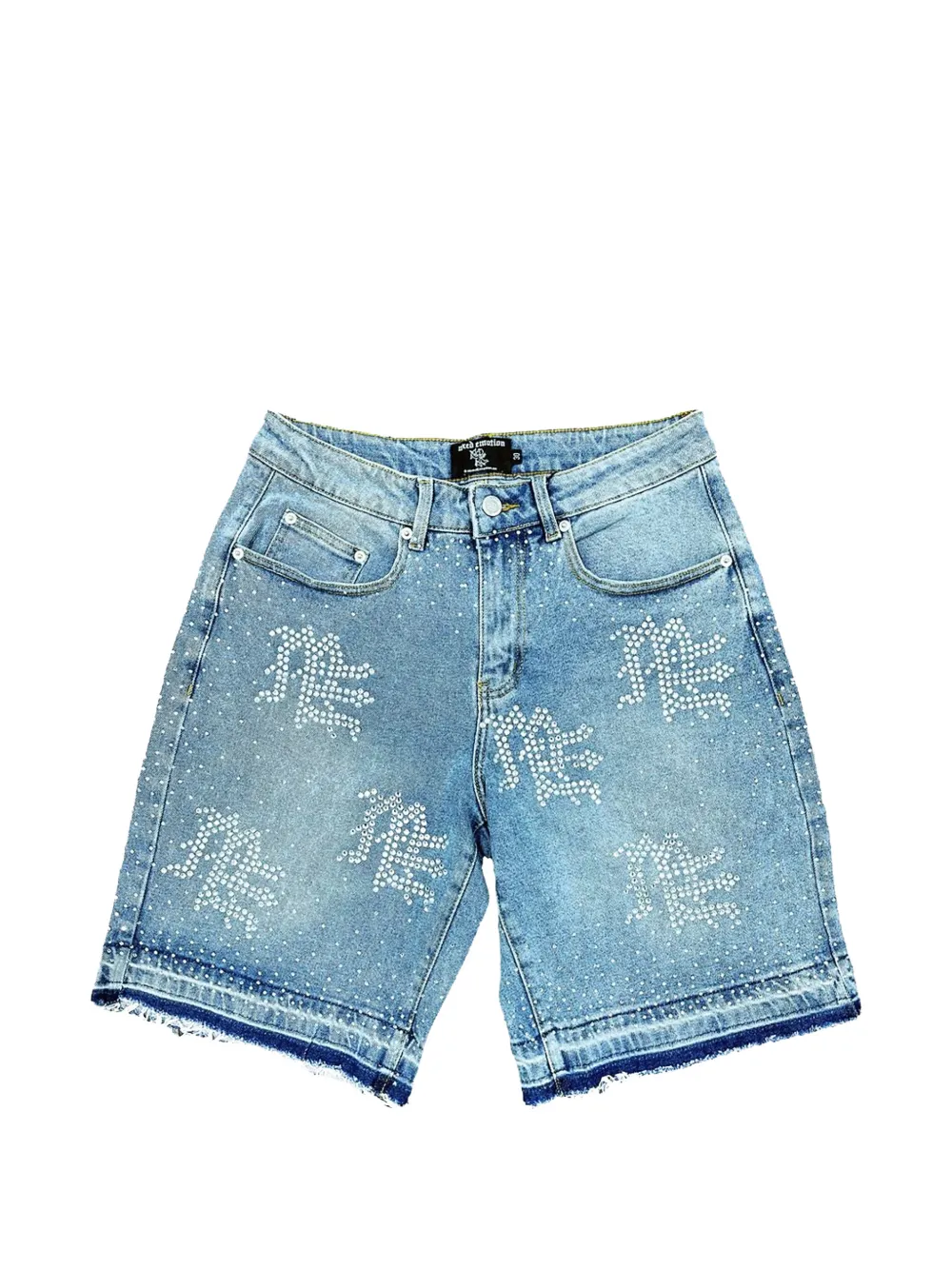 Mixed Emotion Me Strassverzierte Jeans-Shorts - Blau