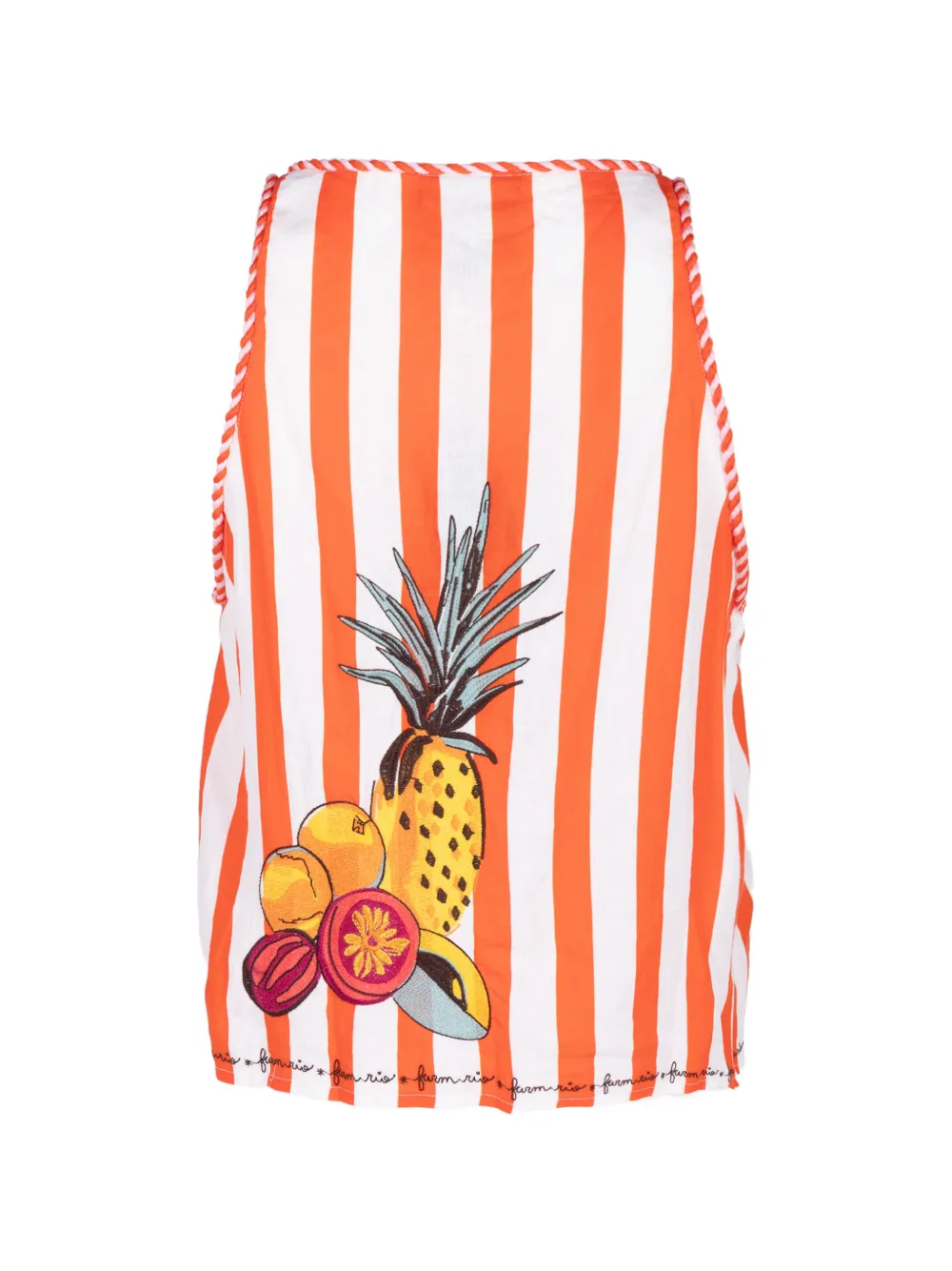 FARM Rio Gestreepte blouse met borduurwerk Wit
