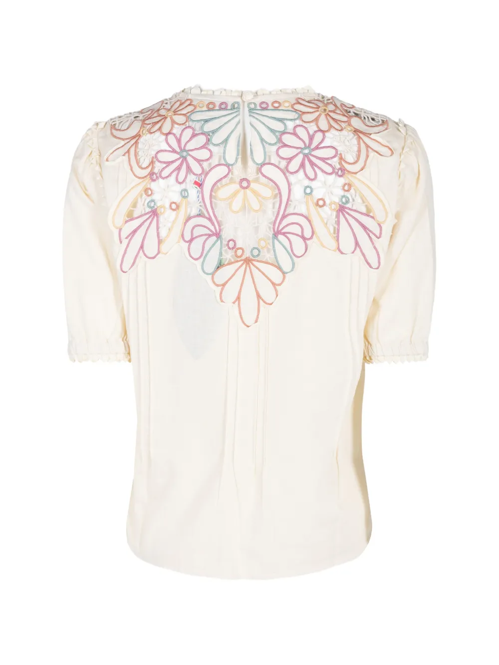 FARM Rio Blouse met geborduurd pintuck-detail Beige