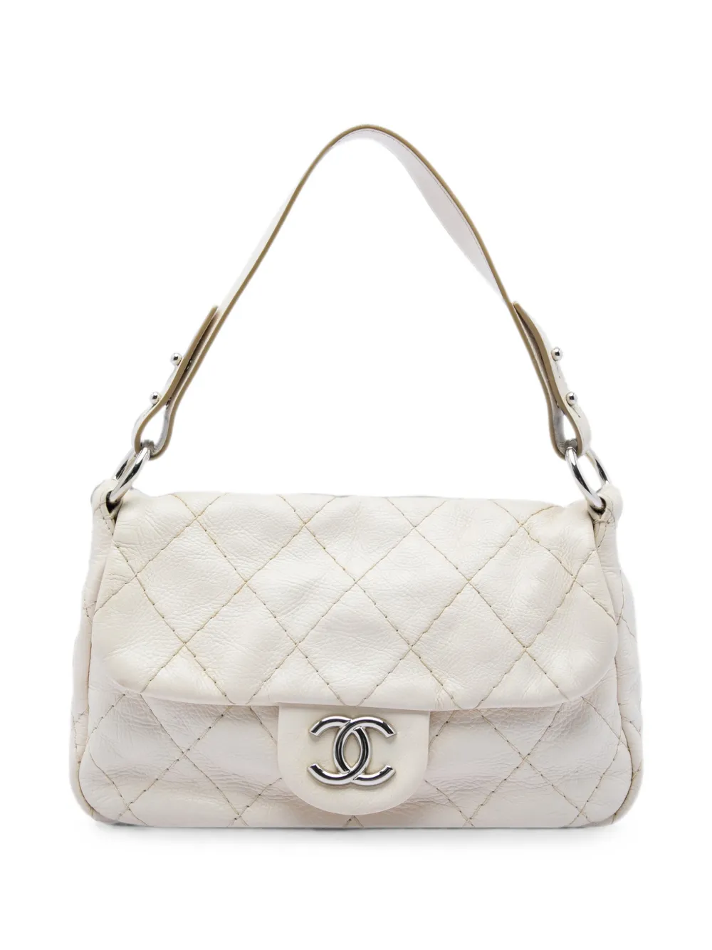 CHANEL Pre-Owned 2009-2010 Glazed Calfskin On The Road Flap shoulder bag - Weiß